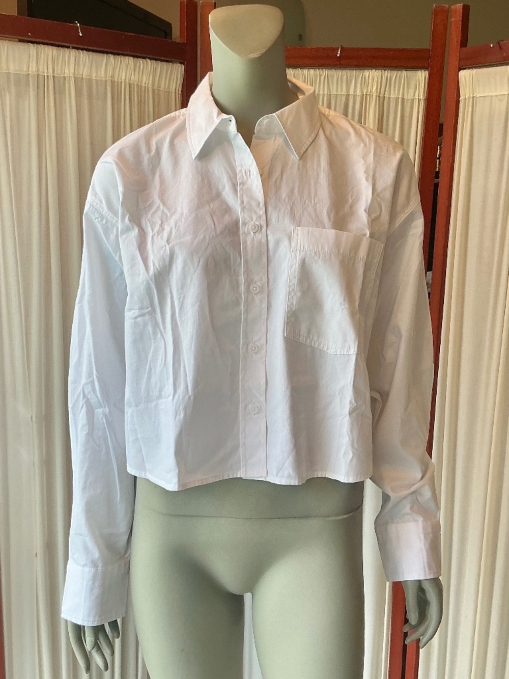 J.Crew NWT Women's Étienne Cropped Button-Up Shirt White Cotton Size Small
